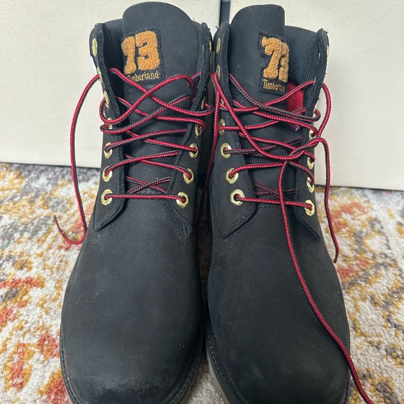 Timberland Men's Black Boots with Red Laces - Picture 1 of 6